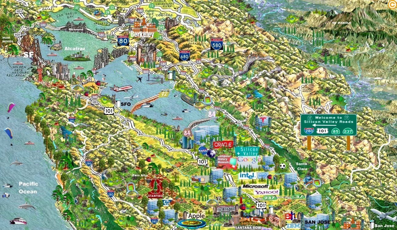 Mapa de Silicon Valley Mapa del valle silicon