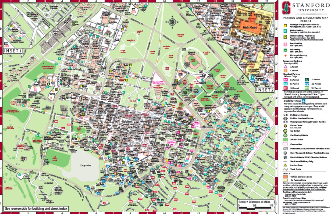 Mapa del campus de la universidad de Stanford