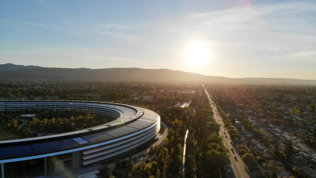 Apple spaceship Ariel views Apple Park Silicon Valley guided tour