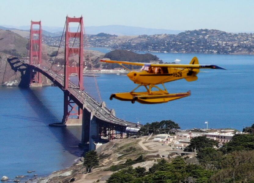 旧金山湾区的水上飞机航空之旅和索萨利托和金门大桥上的直升机飞行